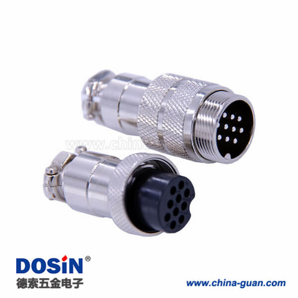 10芯電纜航空插頭直式GX20對(duì)接圓形公母連接器