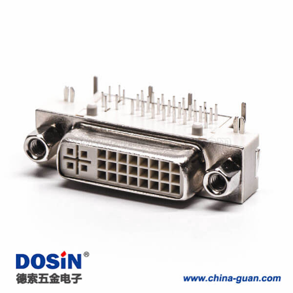 dvi接口顯示器24+5母頭彎式帶螺母插板白色膠芯