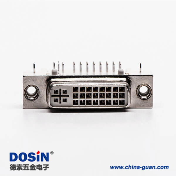 43-4 dvi面板安裝24+5母頭彎式插板帶魚叉接PCB板