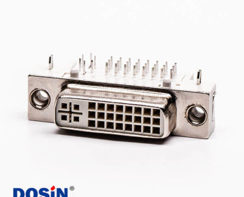 dvi面板安裝24+5母頭彎式插板帶魚叉接PCB板