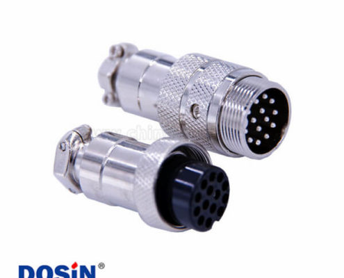 14芯圓孔插頭接線GX20航空直式公母對接連接器