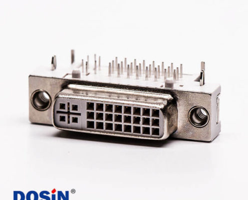 dvi接口面板彎式母頭魚叉白色膠芯插板接PCB板