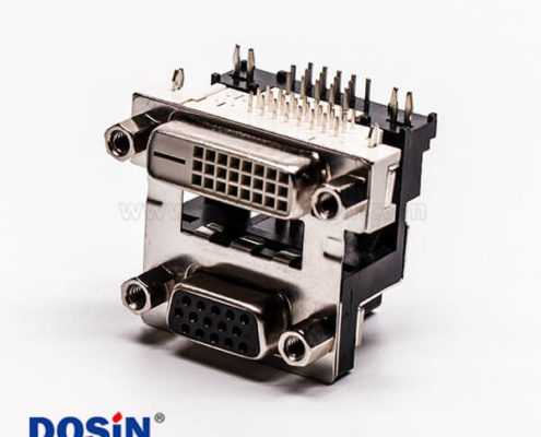 dvi與d sub雙端口母頭彎頭彈片控孔5.48mm