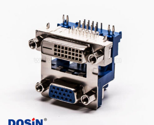 dvi接口與D-SUB15高密度母頭彎式鉚鎖結(jié)構(gòu)帶魚叉