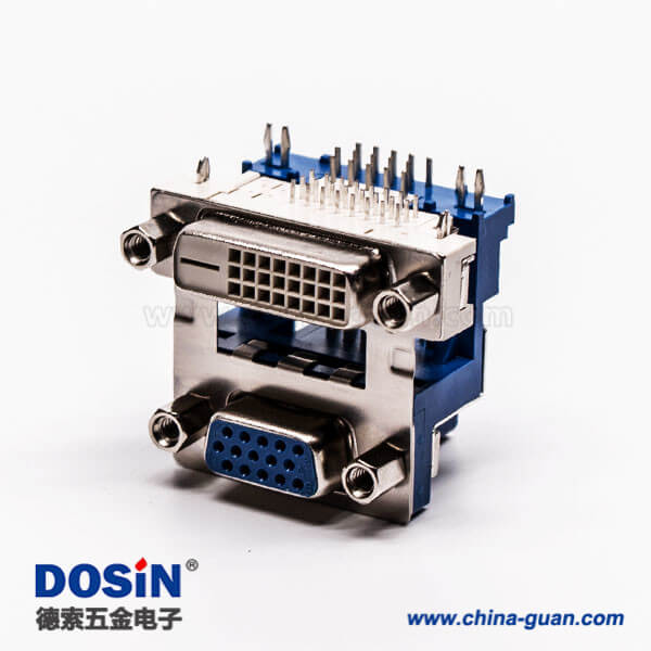 dvi接口與D-SUB15高密度母頭彎式鉚鎖結(jié)構(gòu)帶魚叉