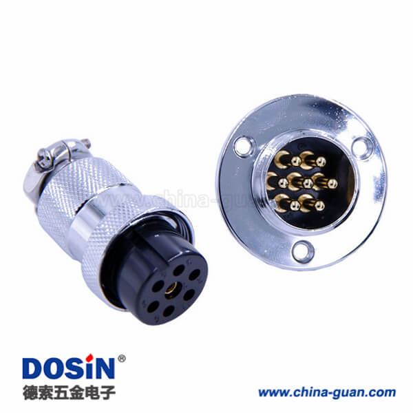 GX25航空插頭防水直式圓形法蘭公座母頭