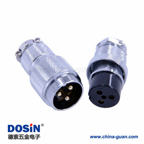 3芯對接型線纜連接器直式GX25公頭母頭航空連接器2套
