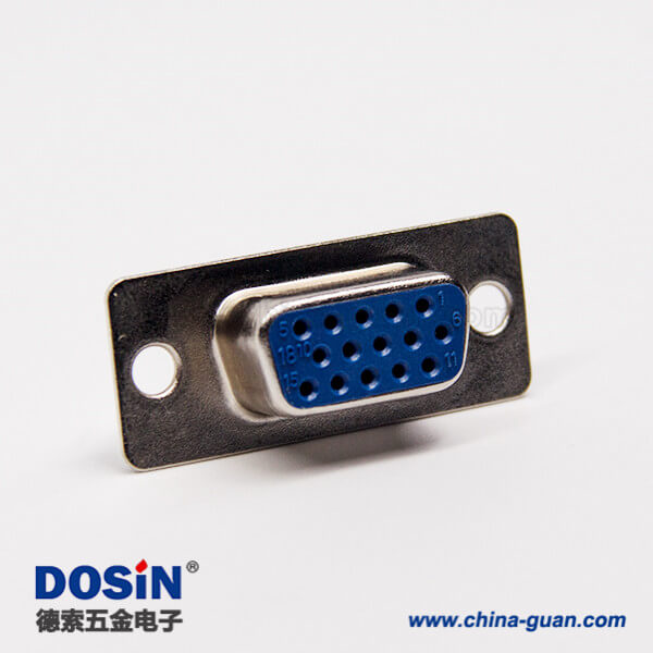 d sub連接器15針直式180度母頭藍(lán)色膠芯焊接式接線