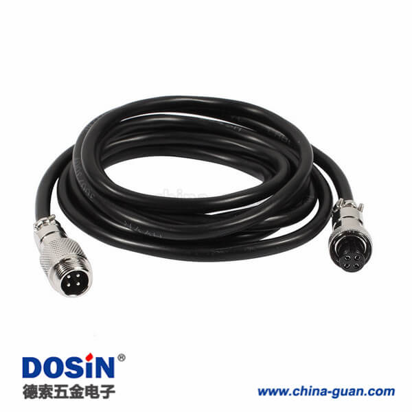 GX12航空插頭連接線4芯圓形連接器插頭線1M