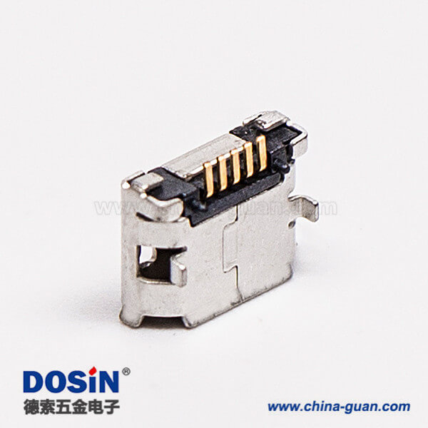 micro usb b型封裝5p母座SMT直式DIP 6.4帶焊盤帶定位子 micro usb b型封裝5p母座SMT直式DIP 6.4帶焊盤帶定位子