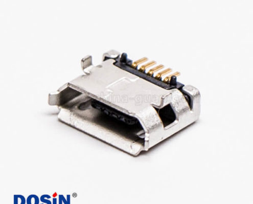 micro usb b型封裝5p母座SMT直式DIP 6.4帶焊盤帶定位子