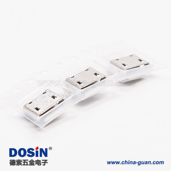 micro usb b型封裝5p母座SMT直式DIP 6.4帶焊盤(pán)帶定位子