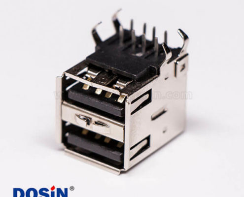 usb2.0雙層母座母頭彎式黑色膠芯