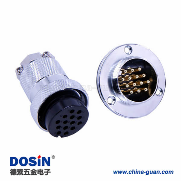 GX30-14芯航空插頭對接法蘭式公母連接器2套