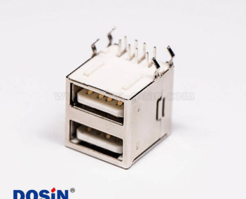 2.0雙層usb母座type a彎式插孔接PCB板