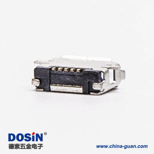 usb micro接口5pin母座直式全貼板SMT usb micro接口5pin母座直式全貼板SMT