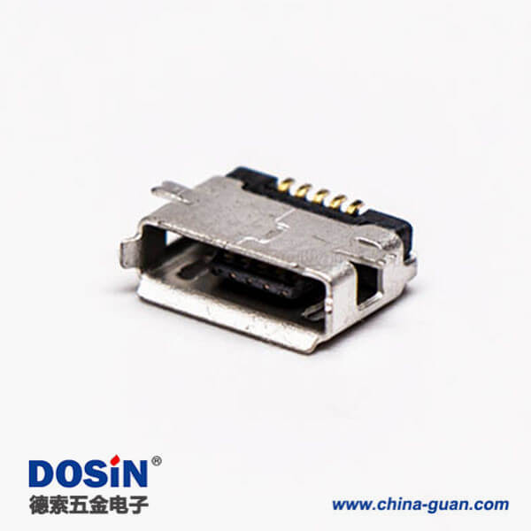 usb micro接口5pin母座直式全貼板SMT