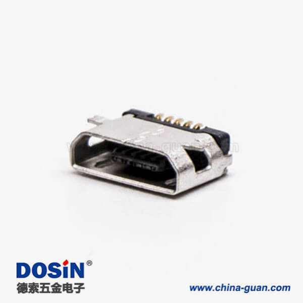 micro usb 接口B型母頭SMT全貼板5針平口連接器