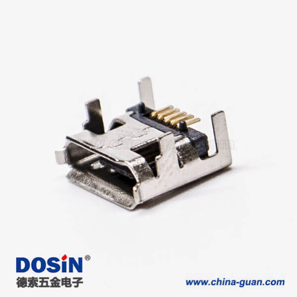 手機micro usb接口母頭5針SMT B型四腳DIP 7.15