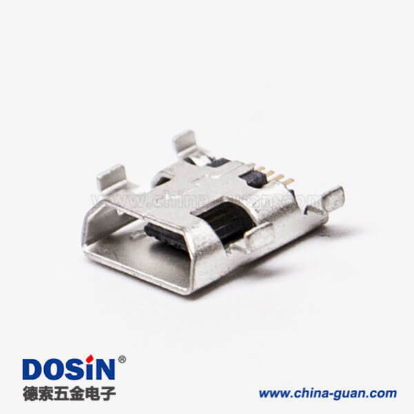 micro接口 usb母座5針SMT沉板H1.60 B型四腳DIP7.15