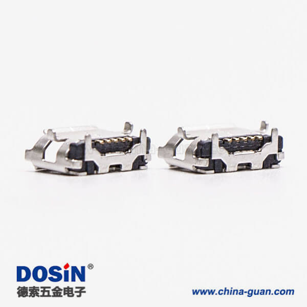 micro USB B型接口5p SMT B型直式牛角型連接器6.40-4.85