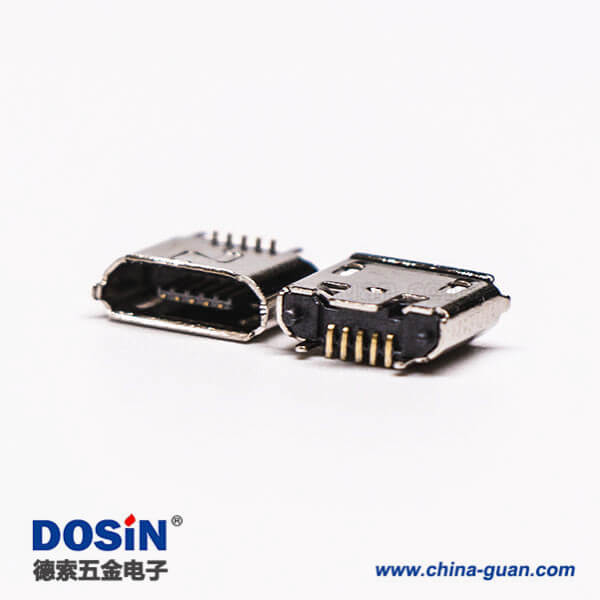 micro B usb接口母座B型5針180°SMT立貼式連接器 micro B usb接口母座B型5針180°SMT立貼式連接器