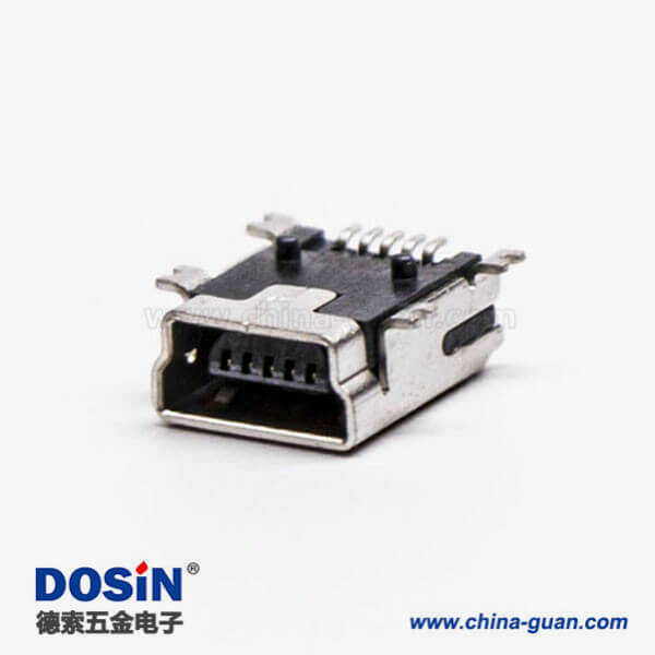 micro usb b型mini母頭B型5針90°SMT貼板式接頭