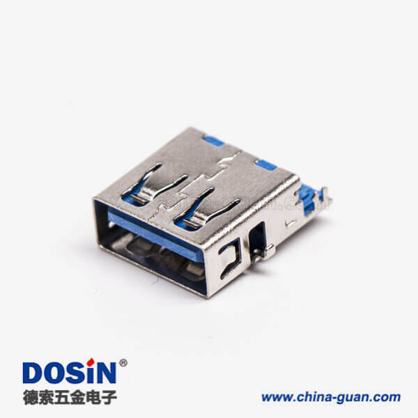 沉板式usb3.0 a型母座彎式SMT沉板四腳貼板