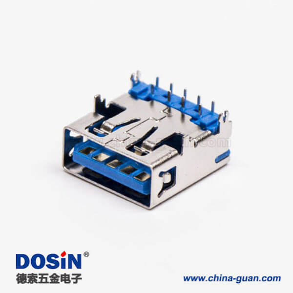 usb3.0母座連接器彎式dip四腳帶魚叉腳