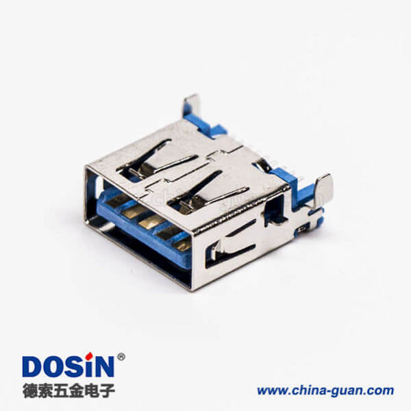 usb3.0母頭沉板貼板彎頭SMT兩腳插板