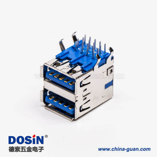 雙層usb3.0連接器母頭彎式DIP插PCB板