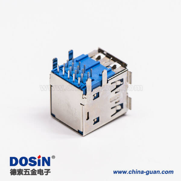 usb3.0雙排母座type a彎頭藍(lán)色膠芯插板