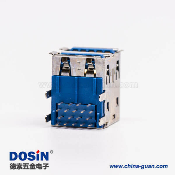 usb3.0雙排母座type a彎頭藍(lán)色膠芯插板