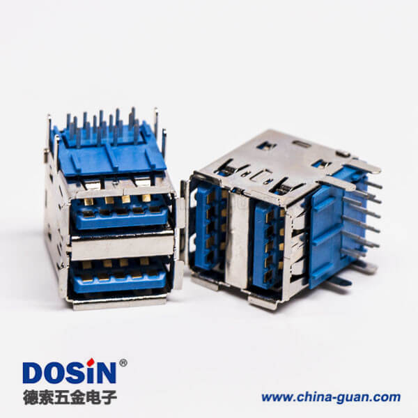 usb3.0雙排母座type a彎頭藍(lán)色膠芯插板