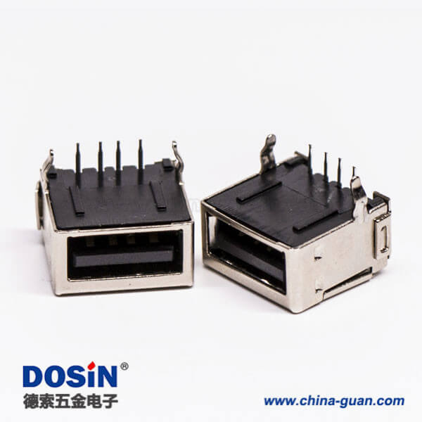 usb 2.0 a母座dip黑色全屏蔽式彎頭 usb 2.0 a母座dip黑色全屏蔽式彎頭