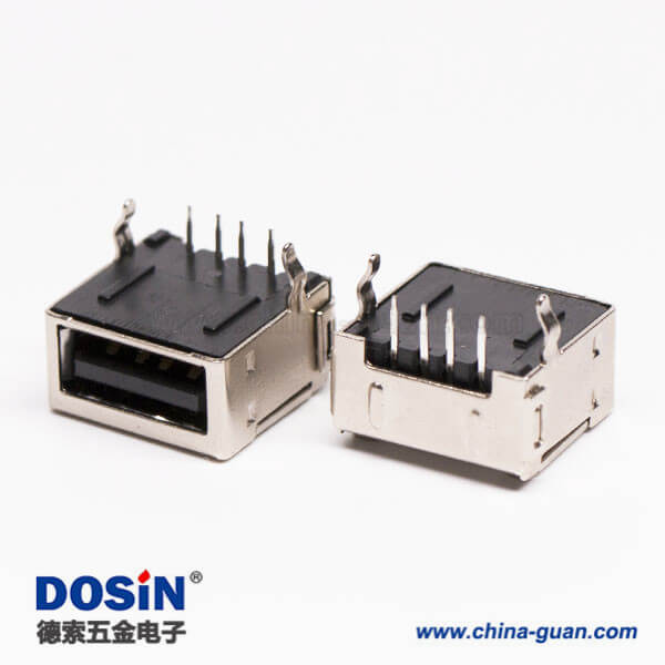 usb 2.0 a母座dip黑色全屏蔽式彎頭 usb 2.0 a母座dip黑色全屏蔽式彎頭