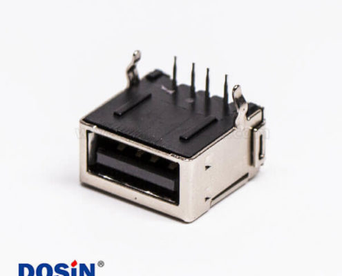 usb 2.0 a母座dip黑色全屏蔽式彎頭