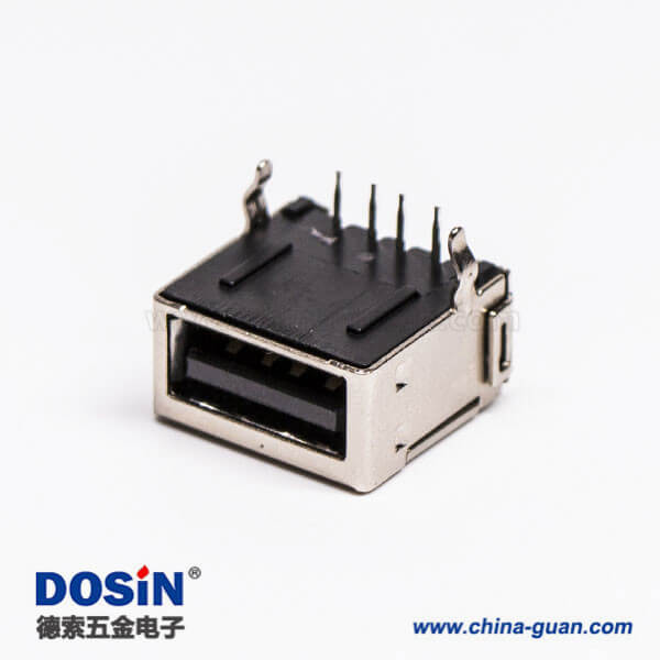 usb 2.0 a母座dip黑色全屏蔽式彎頭