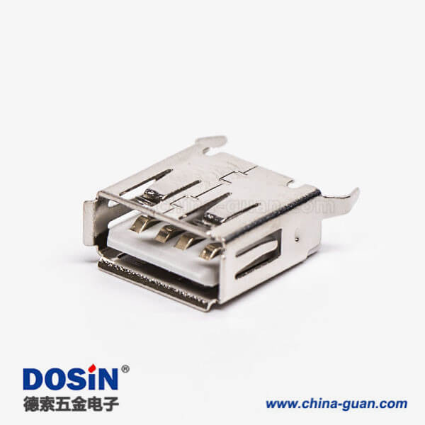 usb/a母座直插接PCB板白色膠芯彎腳