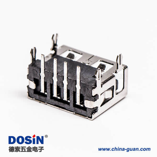 2.0usb彎母座封裝黑色膠芯帶魚叉腳插板 2.0usb彎母座封裝黑色膠芯帶魚叉腳插板