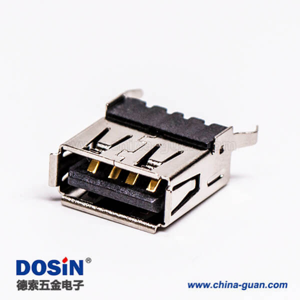 usb type a 母座直式黑膠DIP半包塑殼