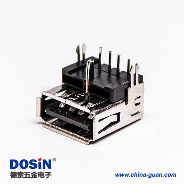 usb type a 插座母頭彎式三腳定位魚叉腳插板