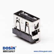 usb母座沉板type a黑色膠芯彎式