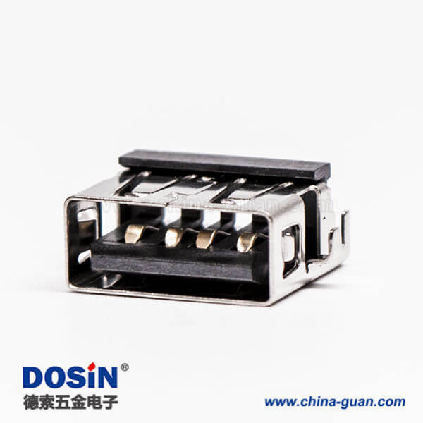 usb母座沉板type a黑色膠芯彎式 usb母座沉板type a黑色膠芯彎式