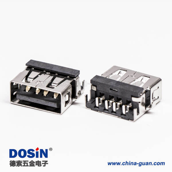 usb母座沉板type a黑色膠芯彎式 usb母座沉板type a黑色膠芯彎式