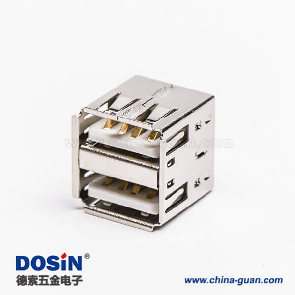 usb雙層母座直式插板白色膠芯type a