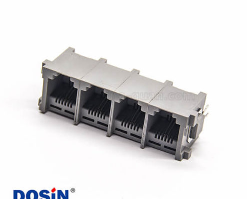 rj11模塊插座單排4端口灰色塑膠外殼直插板