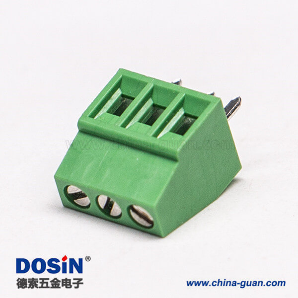 綠色端子螺釘式直式3芯穿孔式接PCB板