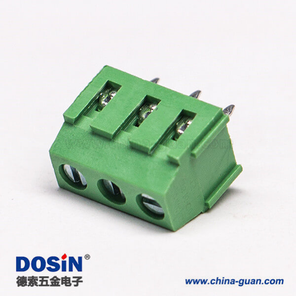 綠色接線端子螺釘式3芯直式連接器插PCB板