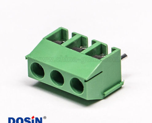 綠色端子座螺釘式3芯穿孔式插PCB板